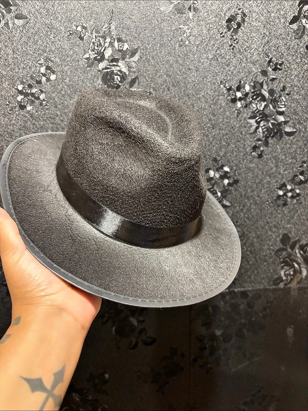 Halloween 1920s Gangster Hat- Unisex Black Fedora Hat - Like New